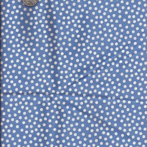 Blue Polka Dot Print Cotton Fabric Scrap Piece / 12 inches