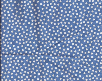 Blue Polka Dot Print Cotton Fabric Scrap Piece / 12 inches