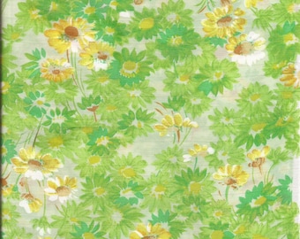 Tela de poliéster ligera con estampado floral verde de los años 70, prelavada, 1 yarda y 25 pulgadas