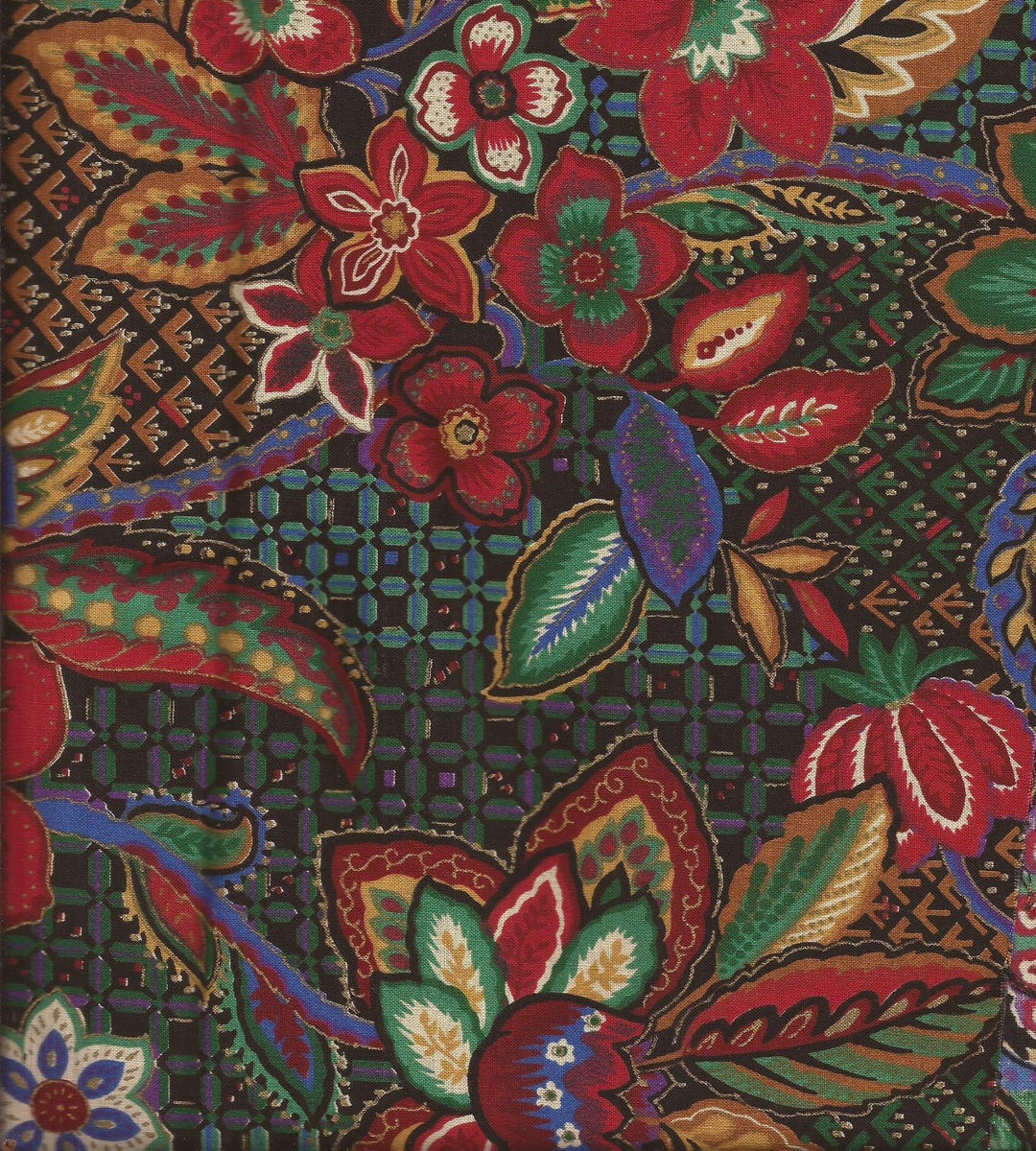 Indigenous Paisley Black Satin Fabric By the Yard Pre Order main image 1