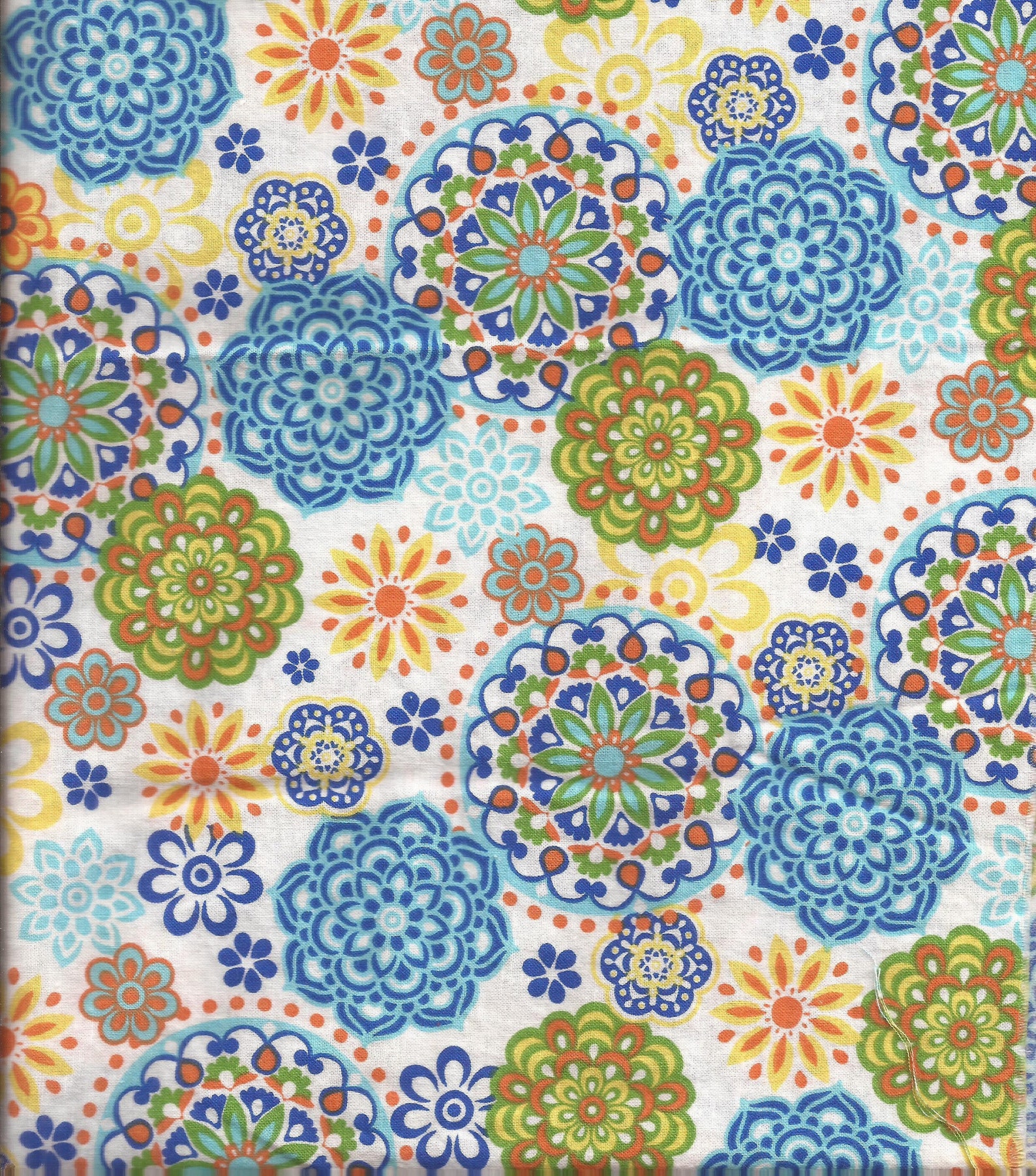 Blue Graphic Print Cotton Fabric / Joann Fabrics / Prewashed Etsy