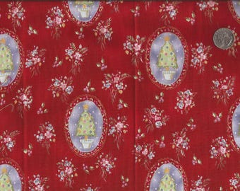 "Weihnachtsbaum Blumendruck Baumwollstoff / Fat Quarter 45 cm mal 55 cm."