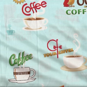Coffee Metro Cafe Cotton Fabric / Robert Kaufman / 1 yard and 31 inches