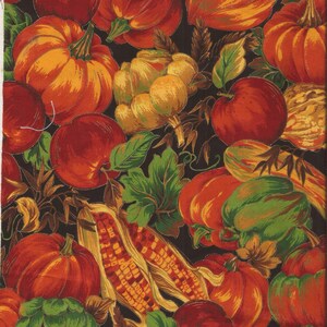 Pumpkin Harvest Print Cotton Fabric Scrap Piece  / 27 inch by 36 inch plus extra