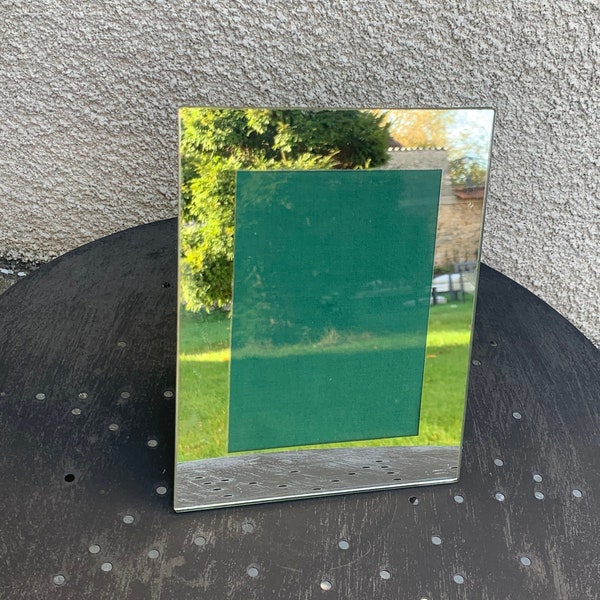 Cadre miroir, dos en velours vert, vintage 1950