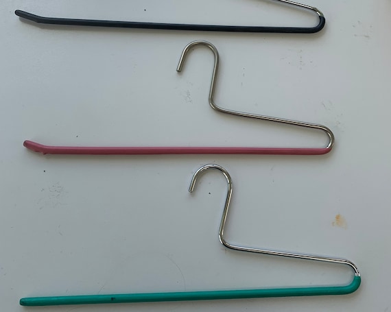 Lot of 3 trouser hangers, metal covered with multicolored plastic vintage 1950/60