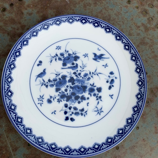 Assiette de collection en porcelaine RIJKS MUSEUM fleurs et oiseaux bleus, vintage et collector