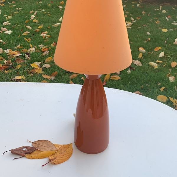 Lampe de table en ceramique émaillée terracotta ALBRET, made in france, vintage, design et collector