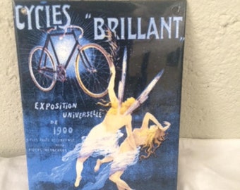 Reclame emaille plaquette, Cycles Brillant, wereldtentoonstelling, decoratief object