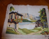 CANVAS CHALET in mountain tapestry has finish, vintage 1970 39 s.