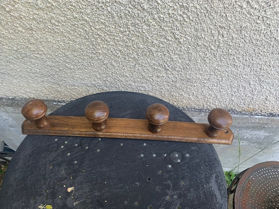 Varnished wood wall cloak holder 4 patterns vintage