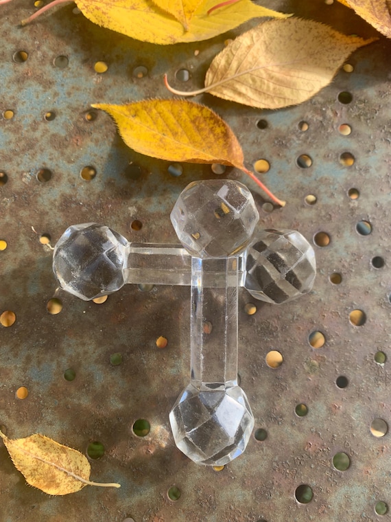 6 vintage transparent glass knife holders
