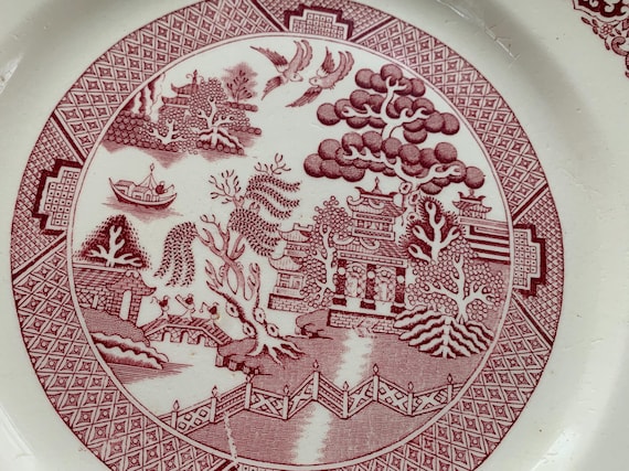 Ironstone cake plate, Willow Hamage Moulin des Loups pattern, Nord, made in France, Art Deco