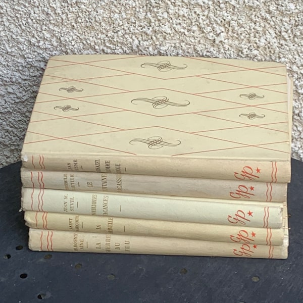 Lot de 5 livres de collection GP la caravelle, la guerre du feu, inoubliables vacances, le capitaine fracasse, Bournazel vintage 1959