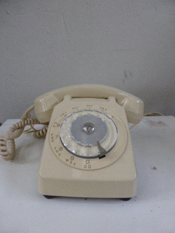 Socotel S63 white dial telephone, vintage 1978, with earpiece and socket.