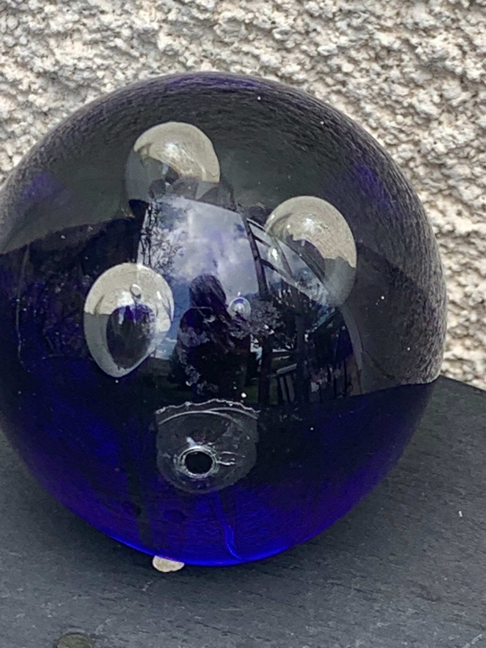 Glass ball in navy blue glass and transparent shape of drops Etsy