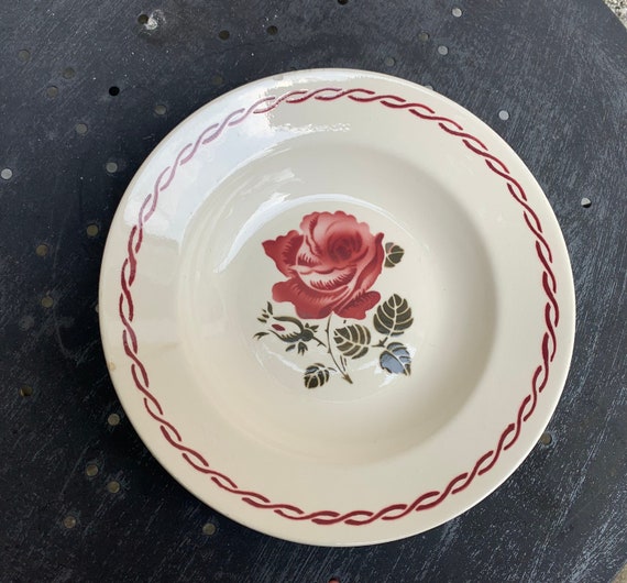 3 old plates, 2 hollow and one flat, rose pattern, model paulette, germaine and canes badonviller, digoin made in france, collector and old