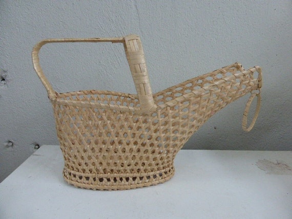 Rattan bottle holder, vintage 1970