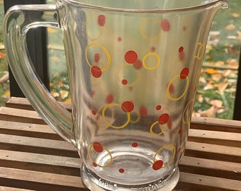 Carafe en verre transparent a pois et bulles, kitchenalia vintage 1960/70