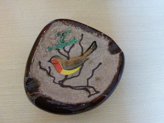 Bird ashtray in glazed ceramic, design and vintage 1950/60, stamped: creation GF France