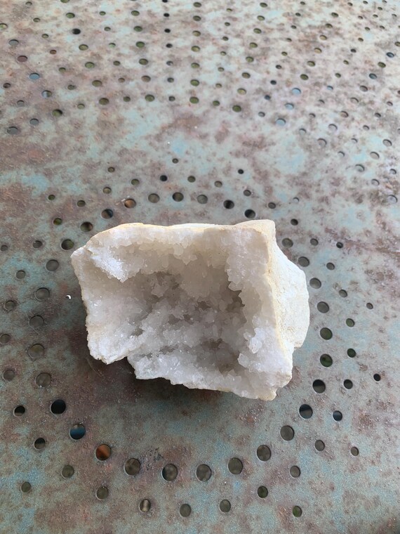 Quartz geode, stone with crystals, paperweight, vintage and collector