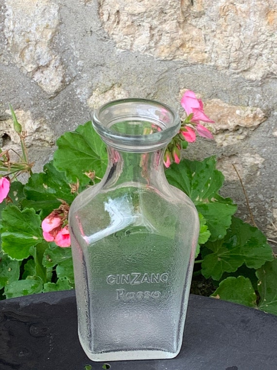 CINZANO rosso ADVERTISING CARAFE, bistro collection, in transparent glass, collector, vintage 1970