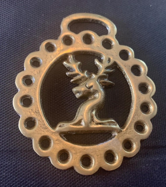 Bottle opener in brass, copper, gold metal, deer pattern, vintage
