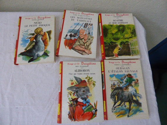 set of 4 books from the Red and Gold Dauphine Vintage 1960 Library