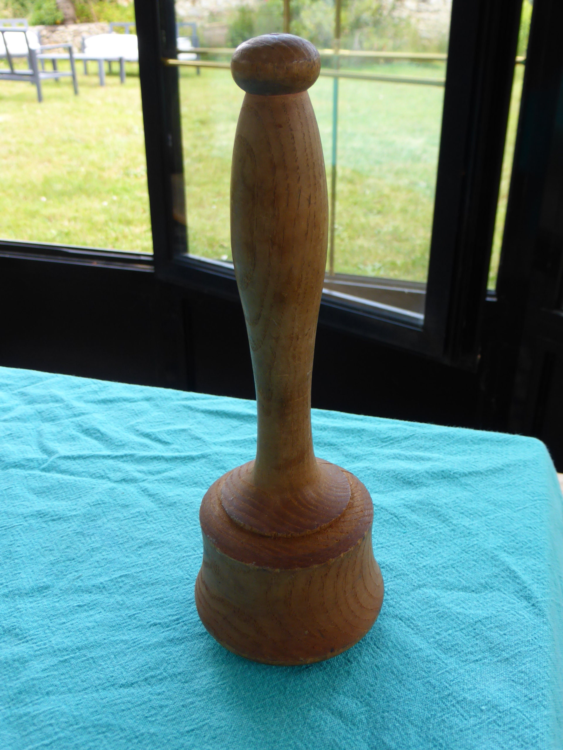 Mortier en Bois Tourné, Ustensiles de Cuisine Ancien, Art Deco