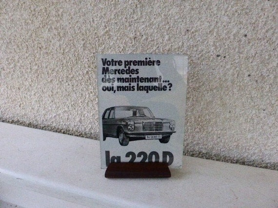 Frame, photo holder, ADVERTISING MERCEDES 220 D, automobilia a poser vintage 1950/1960, design,