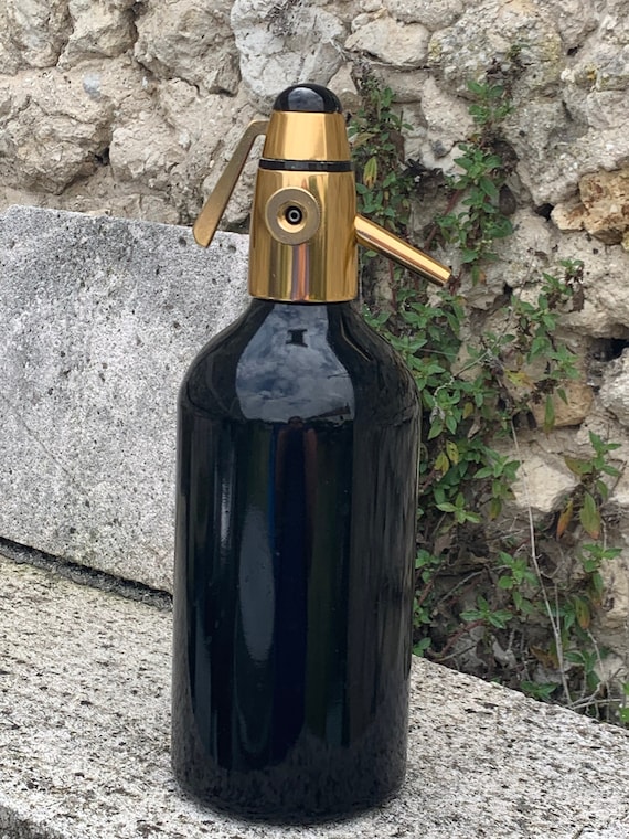 Siphon in black and gold colored metal, autosiphoë, paris, made in france, vintage 1950/60