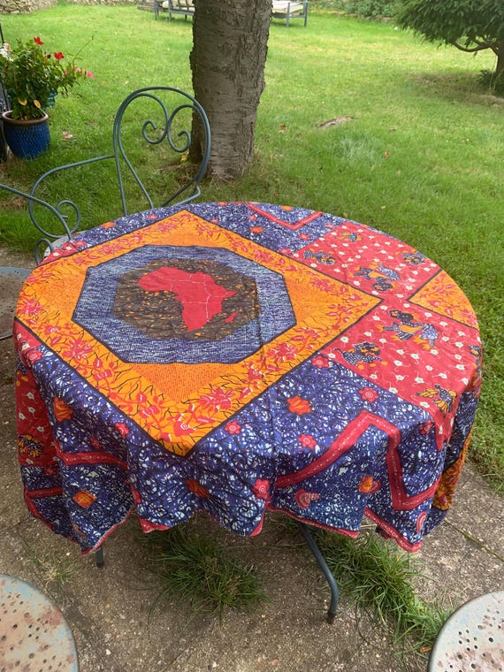 Fabric coupon, WAX, Batik, colorful vintage African, red and blue prints