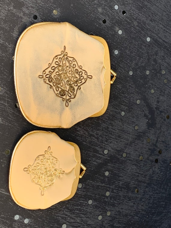 Two coin purses, satin and gold metal purses, vintage stamped Steiner, Israel, vintage 1950/60