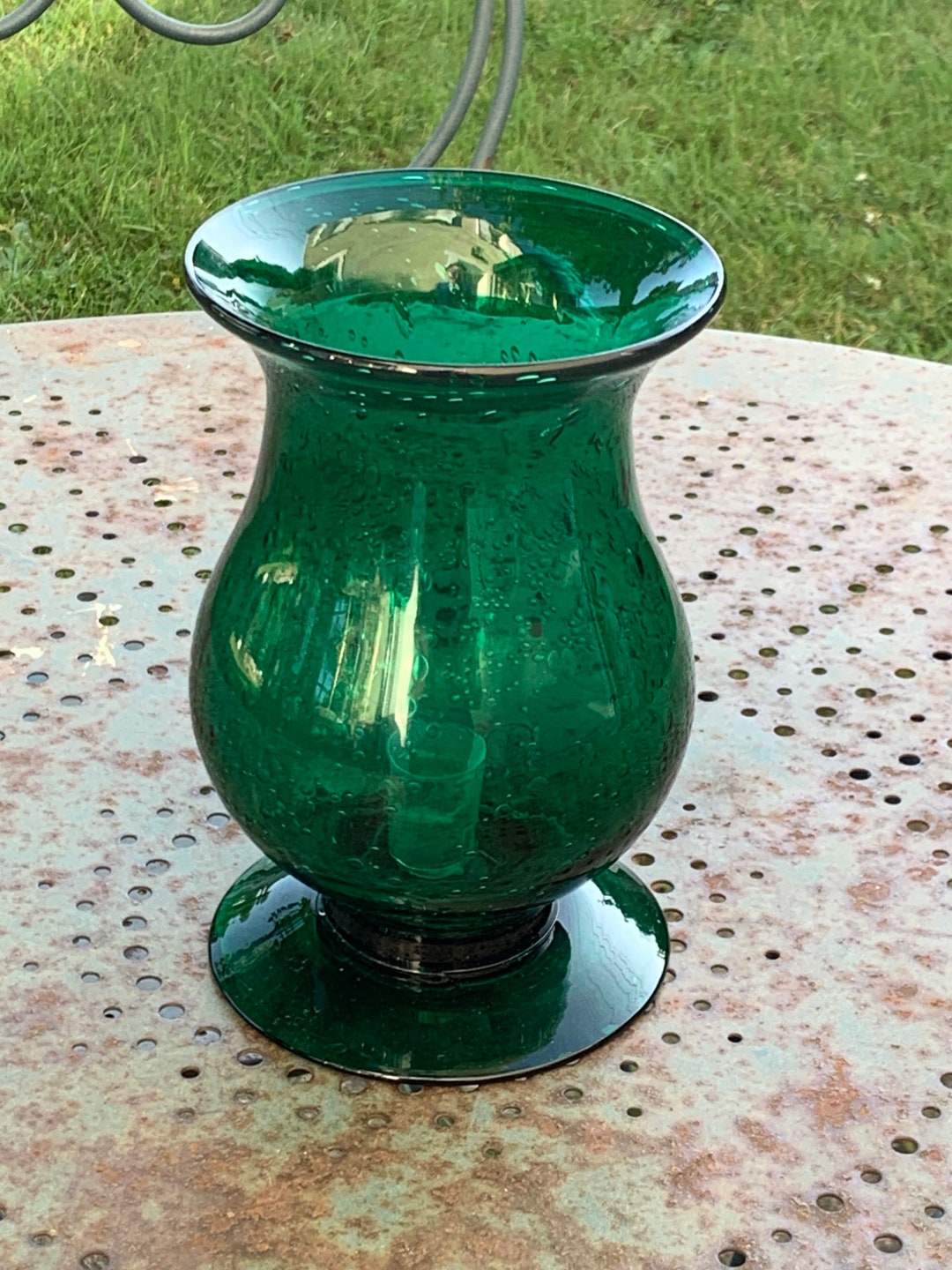 Large Tealight Holder Green Blown Glass Candle Holder BIOT Etsy