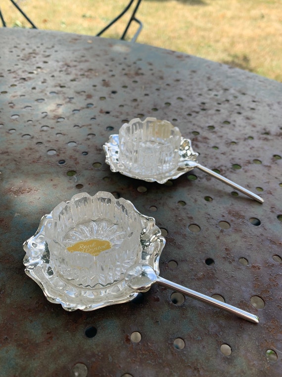Saleron in crystal and silver-coloured metal in their original vintage 1950 box.