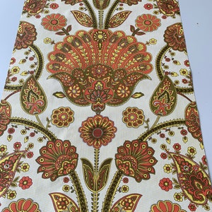 Rouleau de Papier peint vintage 1970, wallpaper, fleurs orange, cachemire, environ 7 mètres