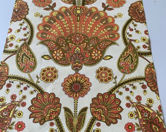 Roll of vintage wallpaper 1970, wallpaper, orange flowers, cashmere, approximately 7 meters