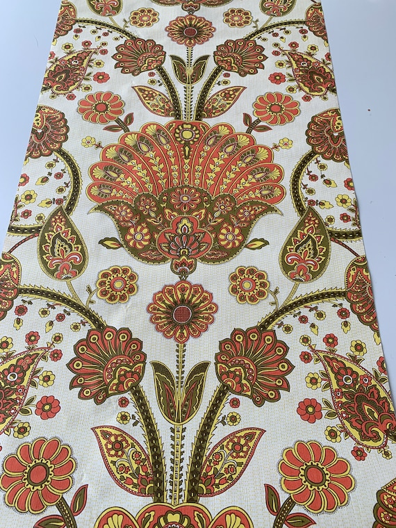 Roll of vintage wallpaper 1970, wallpaper, orange flowers, cashmere, approximately 7 meters