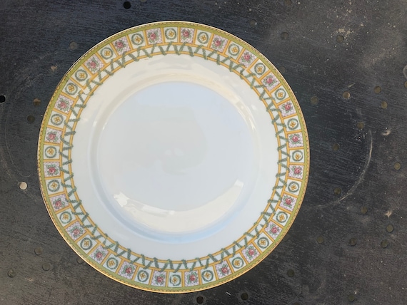 6 small stamped Limoges porcelain plates, vintage floral pattern