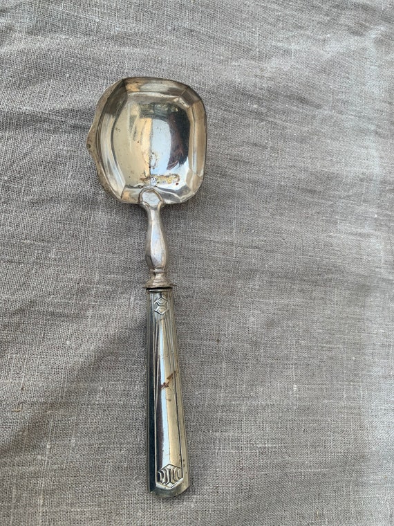 Cream spoon, unmarked silver service cutlery, art nouveau