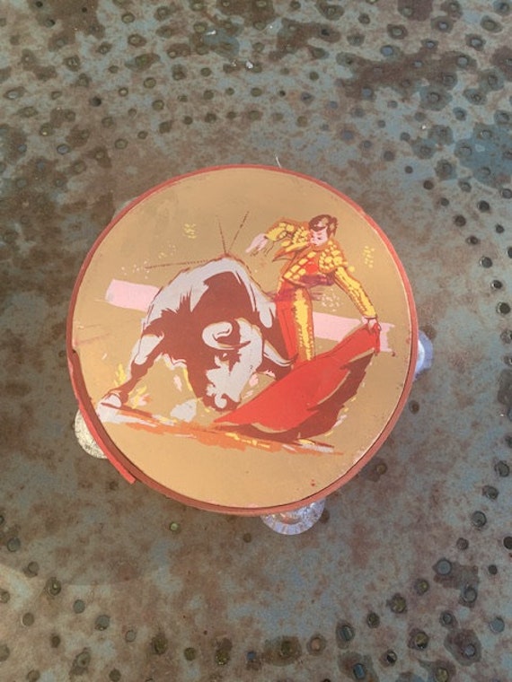 Spanish tambourine, folkloric, vintage hand painted