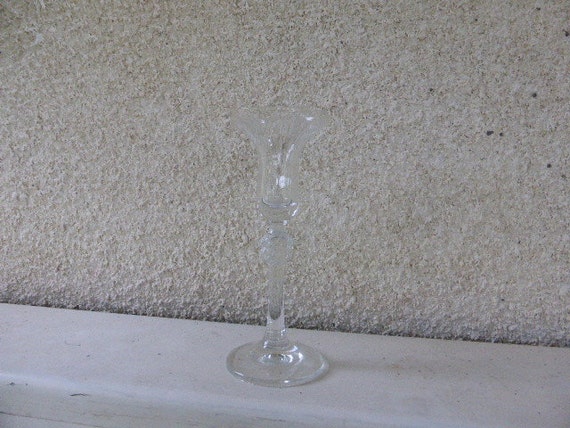 Design transparent glass candle holder , signed THOMAS