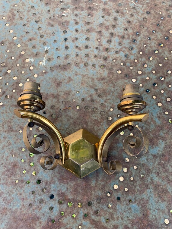 Double wall lamp in gold metal, vintage