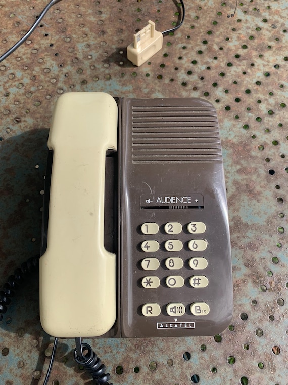 Alcatel audience telephone, with vintage 1990 brown and beige buttons