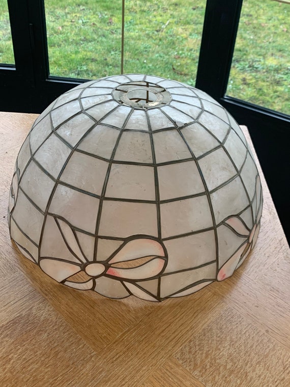 Large Lampshade For Mother Of Pearl Suspension Mosaic With Large Lampshade For Mother Of Pearl, Mother Of Pearl Lamp Shade Vintage
