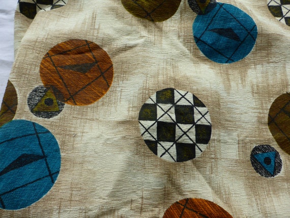 Coupon, 1960 vintage fabrics, art print, colorfast, Creation BELDECOR, ARIZONA pattern, geometric patterns