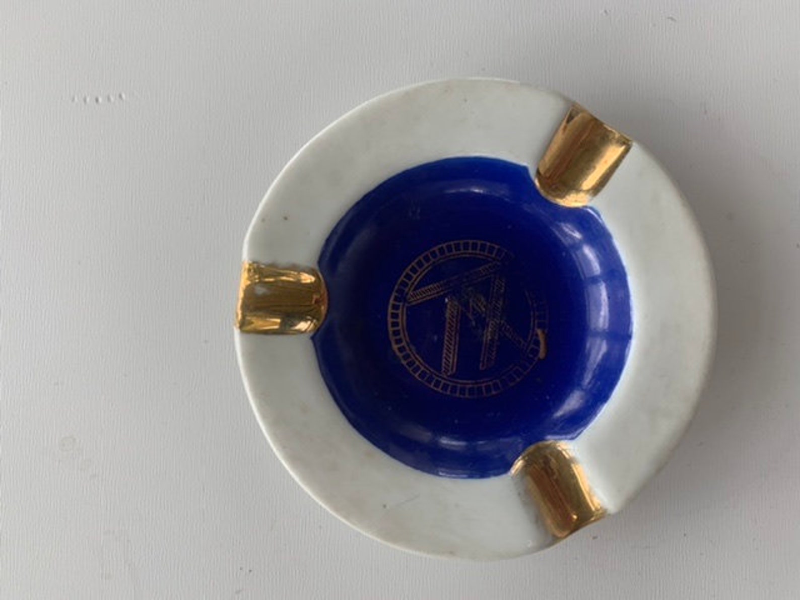 Ashtray in limoges porcelain dark blue vintage 1950 signed Etsy