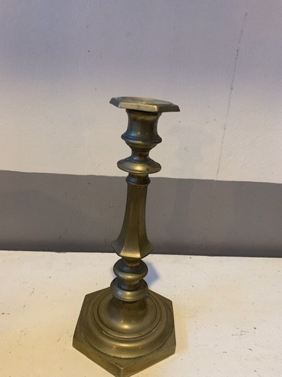 Large vintage and elegant golden brass candle holder