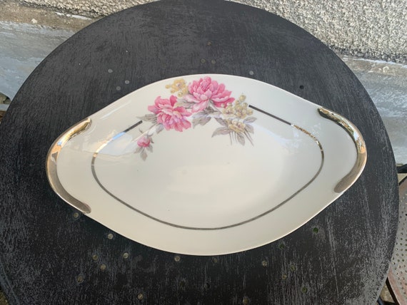 Peony model serving dish, Limoges porcelain, csa france, art deco