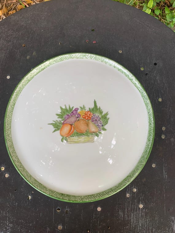 Limoges France cake dish, hand decorated, hand painted, vintage fruit decor